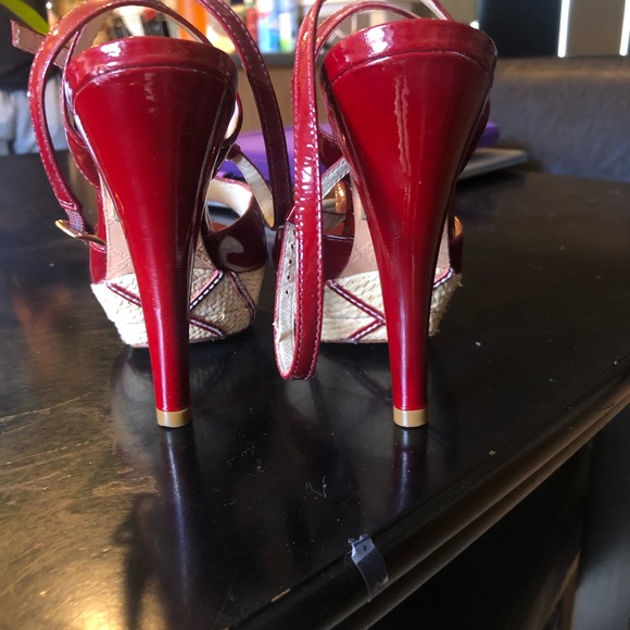 L.a.m.b. Upper red leather pumps - Picture 6 of 7